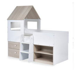 Julian Bowen Orpheus 90Cm Single White And Wood Effect Treehouse Midsleeper Cabin Bed - thumbnail 3
