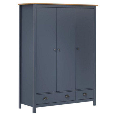 Walplus 3-Door Wardrobe Hill Grey 127X50X170 Cm Solid Pine Wood - image 1