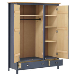 Walplus 3-Door Wardrobe Hill Grey 127X50X170 Cm Solid Pine Wood - thumbnail 3
