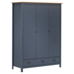 Walplus 3-Door Wardrobe Hill Grey 127X50X170 Cm Solid Pine Wood