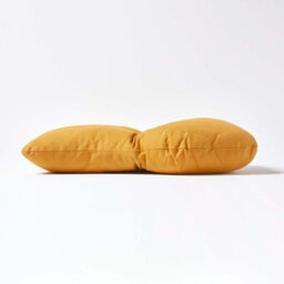 Homescapes Mustard Yellow Cotton Back Support Cushion - thumbnail 4
