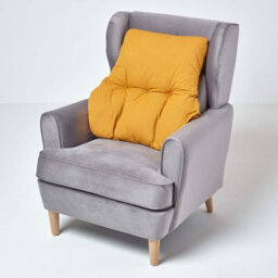 Homescapes Mustard Yellow Cotton Back Support Cushion - thumbnail 2