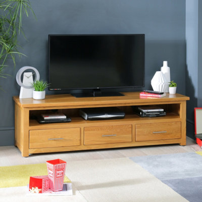 The Furniture Market London Oak Large Widescreen Tv Unit Up To 75 Tv Size - image 1