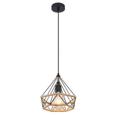 Luminosa Lighting Luminosa Ulleu Wire Frame Pendant Ceiling Light Matt Black 1X E27 - image 1
