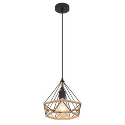 Luminosa Lighting Luminosa Ulleu Wire Frame Pendant Ceiling Light Matt Black 1X E27 - thumbnail 1
