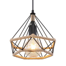 Luminosa Lighting Luminosa Ulleu Wire Frame Pendant Ceiling Light Matt Black 1X E27 - thumbnail 3