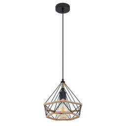 Luminosa Lighting Luminosa Ulleu Wire Frame Pendant Ceiling Light Matt Black 1X E27 - thumbnail 2