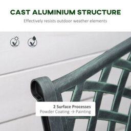 Outsunny Cast Aluminium Garden Bench 2 Seater Antique Park Loveseat, Verdigris - thumbnail 5