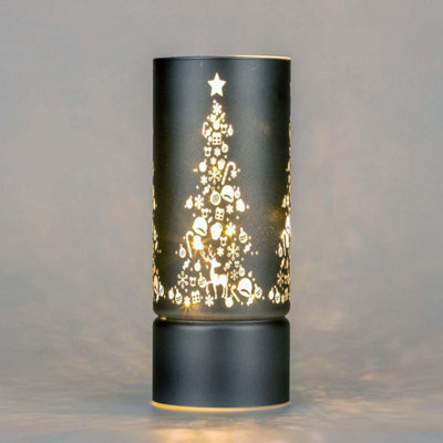 Shatchi 22Cm Christmas Decorated Vase Led Grey Glass Vase / Christmas Tree - image 1