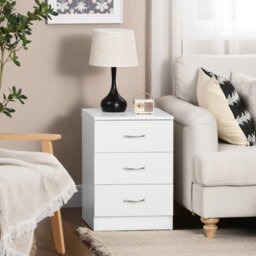 Wyld Haus Yotose 3-Drawer Bedside Table White With Silver Metal Handles, Compact 40 X 35 X 58 Cm - thumbnail 3