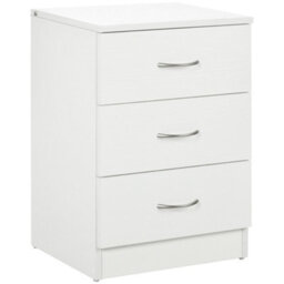 Wyld Haus Yotose 3-Drawer Bedside Table White With Silver Metal Handles, Compact 40 X 35 X 58 Cm - thumbnail 2