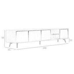 Angel Cerda Stylish Walnut And Black Steel Tv Unit With Mirror Effect Glass - thumbnail 5