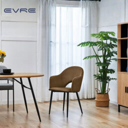 Evre Hailey Brown Velvet Dining Chairs Set Of 2 Upholstered Chairs With Arms & Metal Legs - thumbnail 8