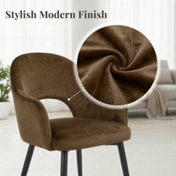 Evre Hailey Brown Velvet Dining Chairs Set Of 2 Upholstered Chairs With Arms & Metal Legs - thumbnail 3