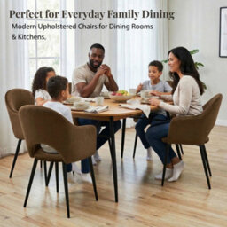 Evre Hailey Brown Velvet Dining Chairs Set Of 2 Upholstered Chairs With Arms & Metal Legs - thumbnail 6