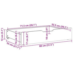 Walplus Under-Bed Drawers 2 Pcs White 80X55X17 Cm Solid Wood Pine - thumbnail 8