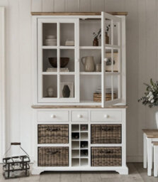 Statement Furniture Kitchen Display Cabinet With Wine Rack - White - thumbnail 1