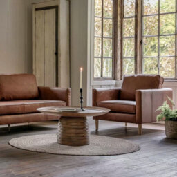 Xample Gallery Osbourne Brown Leather Armchair, Top Grain Leather Upholstery,foam Cushions,solid Wood Frame And Feet,stylish Lounge Chair - thumbnail 6