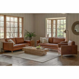 Xample Gallery Osbourne Brown Leather Armchair, Top Grain Leather Upholstery,foam Cushions,solid Wood Frame And Feet,stylish Lounge Chair - thumbnail 8