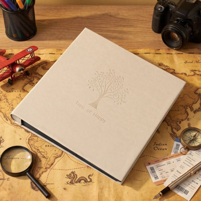 Living And Home 600 Pocket Photo Album Embossed Tree Pu Leather Cover Memory Storage Book - image 1