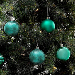 Shatchi 50mm/12Pcs Christmas Baubles Shatterproof Emerald Green,tree Decorations - thumbnail 2