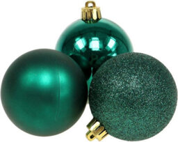 Shatchi 50mm/12Pcs Christmas Baubles Shatterproof Emerald Green,tree Decorations - thumbnail 3