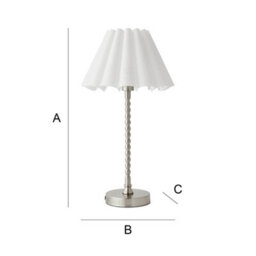 Valuelights Maeve White Scallop Pleated Taper Shade Brushed Chrome Bobbin Bobbles Table Lamp - thumbnail 6