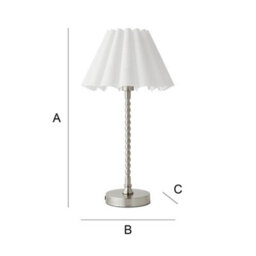 Valuelights Maeve White Scallop Pleated Taper Shade Brushed Chrome Bobbin Bobbles Table Lamp - thumbnail 7