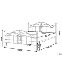 Beliani Bed Metal Antlia 180 X 200 Cm (Eu Super King) White - thumbnail 3