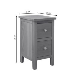 Grey 2-Drawer Bedside Storage Nightstand - thumbnail 2