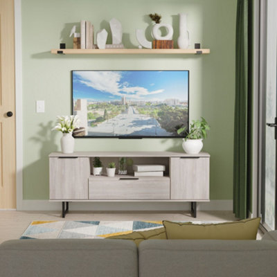 Marsala Ready Assembled Grey Oak Effect Tv Unit & 1 Drawers, (H)56.6Cm X (W)144Cm X (D)39.5Cm - image 1