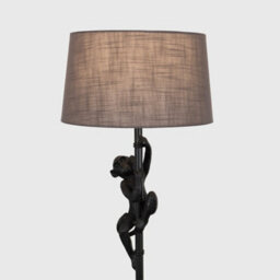 Valuelights George Monkey Animal Quirky Modern Black Floor Lamp With Grey Shade - thumbnail 3