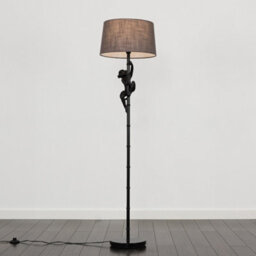 Valuelights George Monkey Animal Quirky Modern Black Floor Lamp With Grey Shade - thumbnail 2