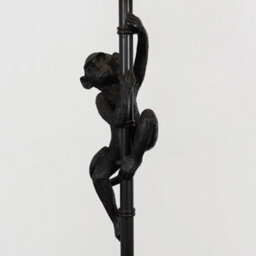 Valuelights George Monkey Animal Quirky Modern Black Floor Lamp With Grey Shade - thumbnail 4