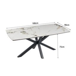 More4Homes Juno Calcutta Gold Ceramic Dining Table & 6 Anika Velvet Black Chairs - thumbnail 9