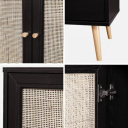 Sweeek - 120Cm Sideboard Cabinet With Wooden Effect Black 120X39X70 Cm - Boheme - thumbnail 4