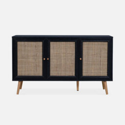 Sweeek - 120Cm Sideboard Cabinet With Wooden Effect Black 120X39X70 Cm - Boheme - thumbnail 2
