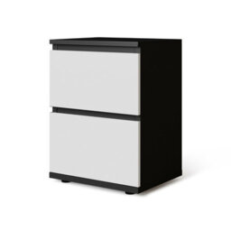 Urbn-Living Urbnliving Height 49Cm 2 Drawer Wooden Bedroom Bedside Cabinet Colour Black Carcass And White Drawers No Handle Nightstand - thumbnail 1