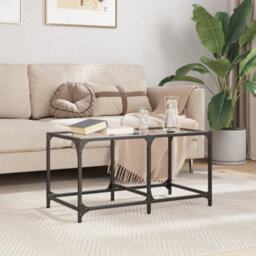 Walplus Coffee Table With Transparent Glass Top 78.5X40X40 Cm Steel - thumbnail 1