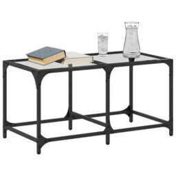 Walplus Coffee Table With Transparent Glass Top 78.5X40X40 Cm Steel - thumbnail 3