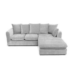 Abakus Direct Lucas Water Repellent Velvet Chenille Right Facing Corner Sofa In Silver - thumbnail 2