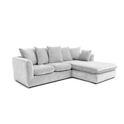 Abakus Direct Lucas Water Repellent Velvet Chenille Right Facing Corner Sofa In Silver - thumbnail 3