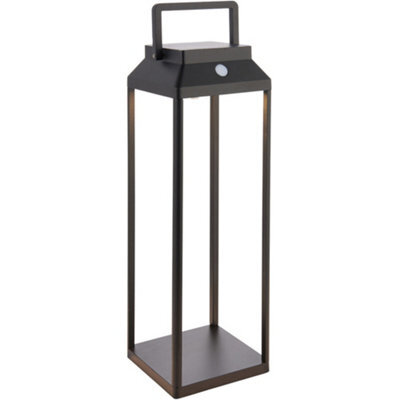450mm Solar Powered Outdoor Table Lamp - Warm White Led - Textured Black - image 1