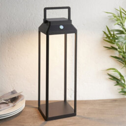 450mm Solar Powered Outdoor Table Lamp - Warm White Led - Textured Black - thumbnail 5