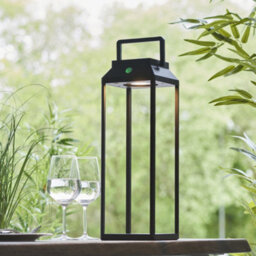 450mm Solar Powered Outdoor Table Lamp - Warm White Led - Textured Black - thumbnail 3