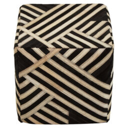 Orsina Bosie Safira Black And White Stripe Leather Pouffe - thumbnail 5