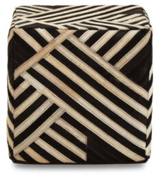 Orsina Bosie Safira Black And White Stripe Leather Pouffe
