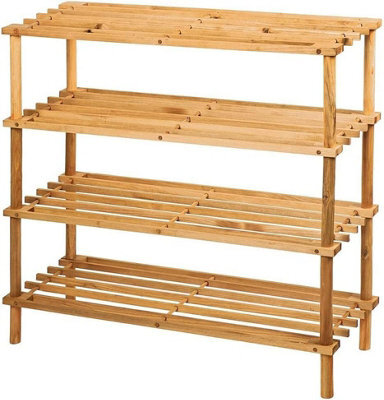 Aamen Freestanding 4 Tier Bamboo Shoe Rack Strong Heavy Duty Durable Wooden Shoe Rack - image 1