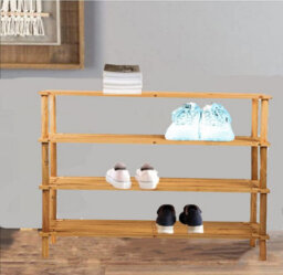 Aamen Freestanding 4 Tier Bamboo Shoe Rack Strong Heavy Duty Durable Wooden Shoe Rack - thumbnail 6