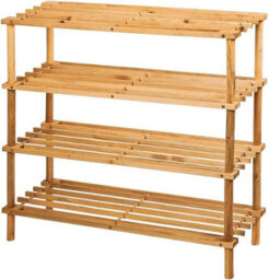 Aamen Freestanding 4 Tier Bamboo Shoe Rack Strong Heavy Duty Durable Wooden Shoe Rack - thumbnail 1